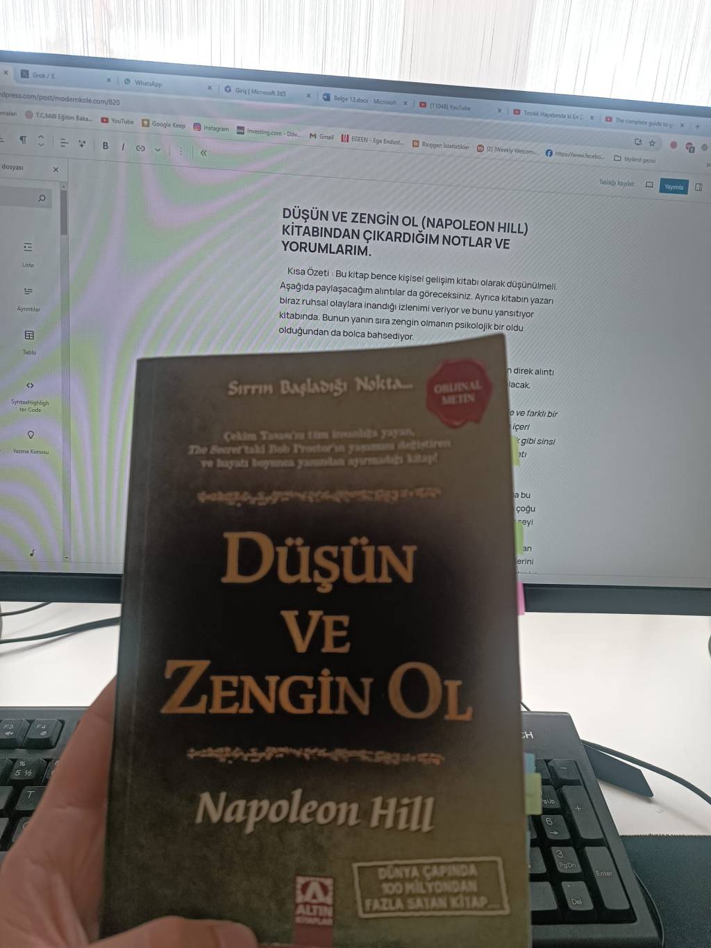 DÜŞÜN VE ZENGİN OL (NAPOLEON HILL) KİTABINDAN ÇIKARDIĞIM NOTLAR VE&nbsp;YORUMLARIM.
